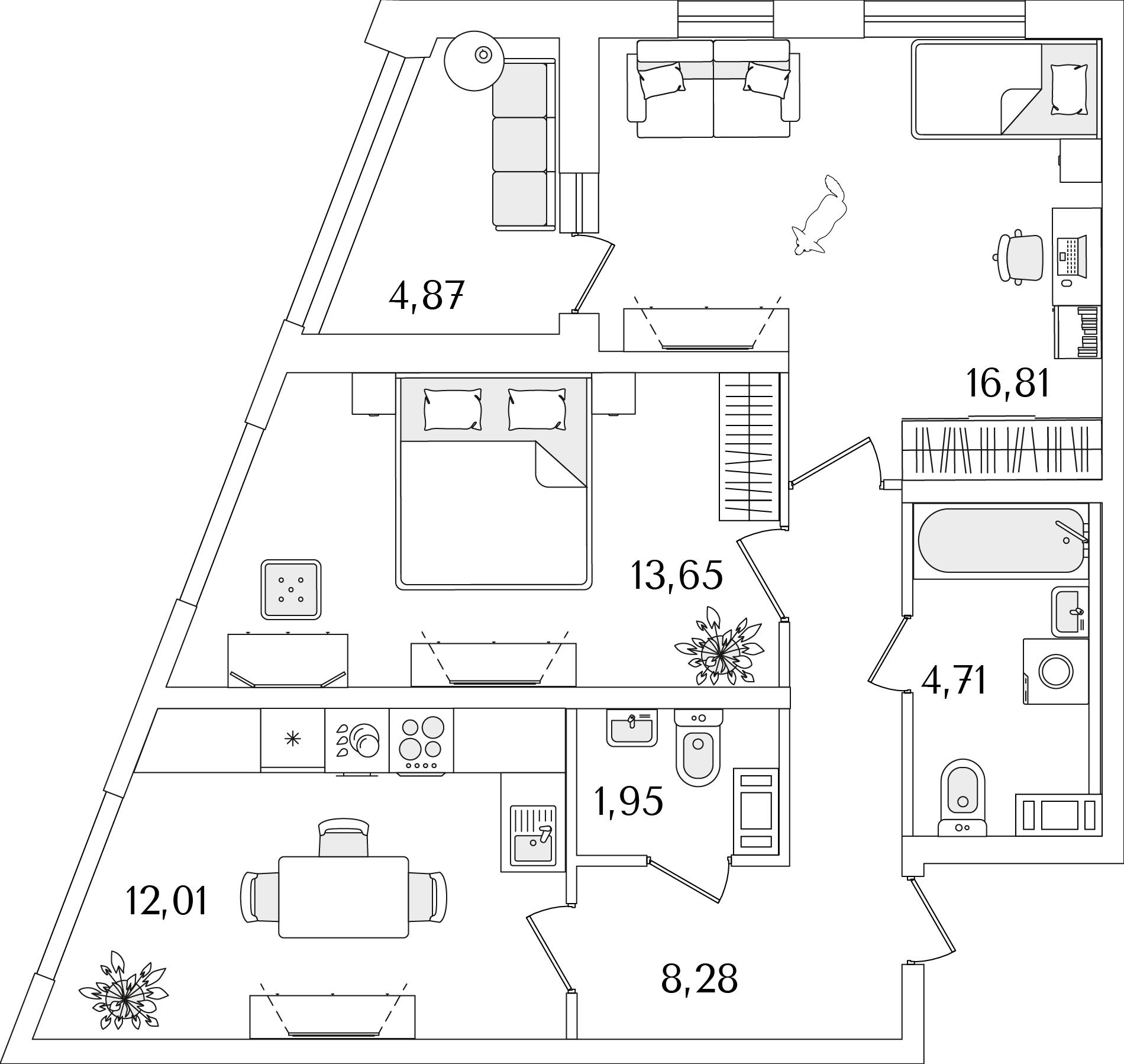 2 комн. квартира, 59.9 м², 8 этаж 
