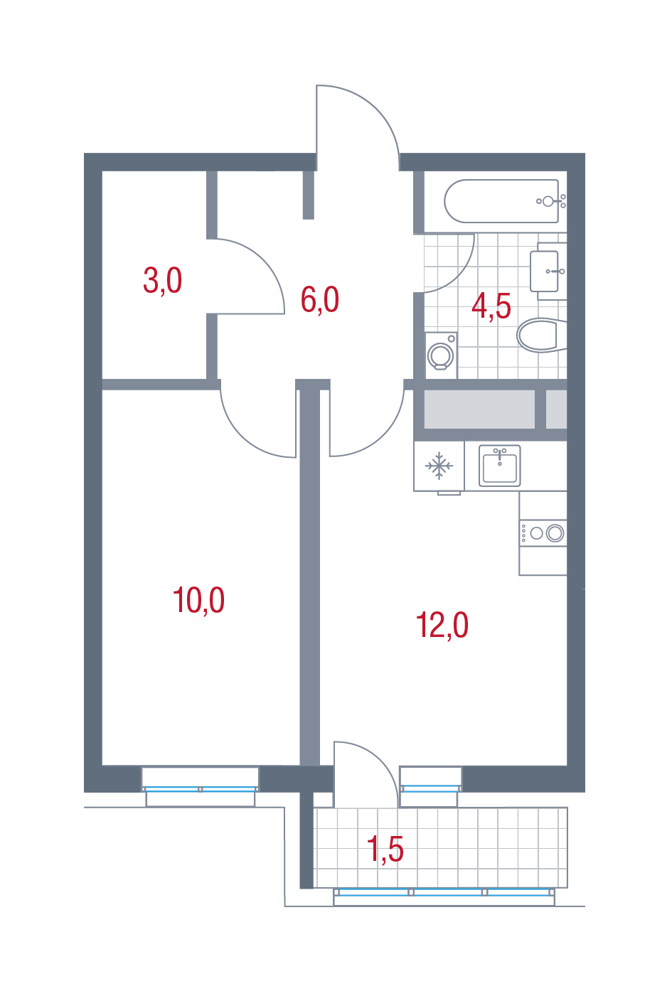 1 комн. квартира, 37 м², 6 этаж 