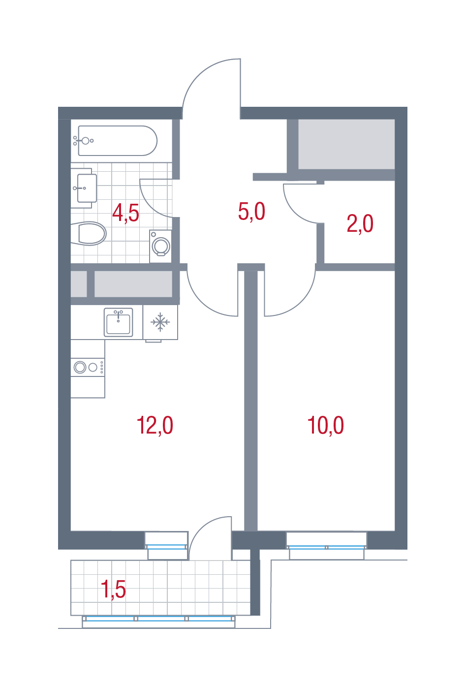 1 комн. квартира, 35 м², 18 этаж 