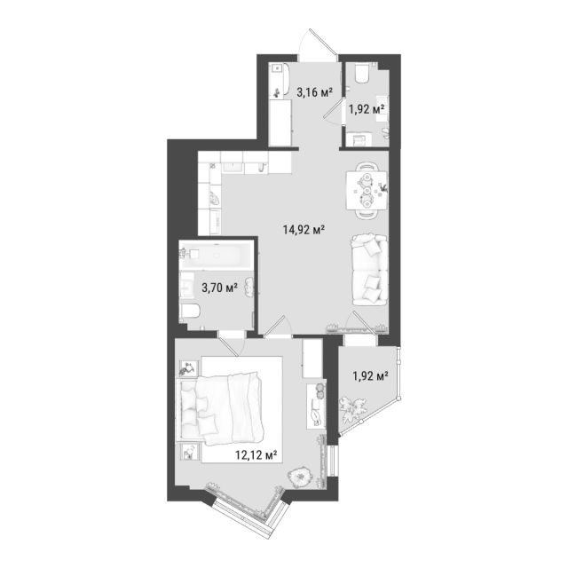 1 комн. квартира, 36.8 м², 18 этаж 