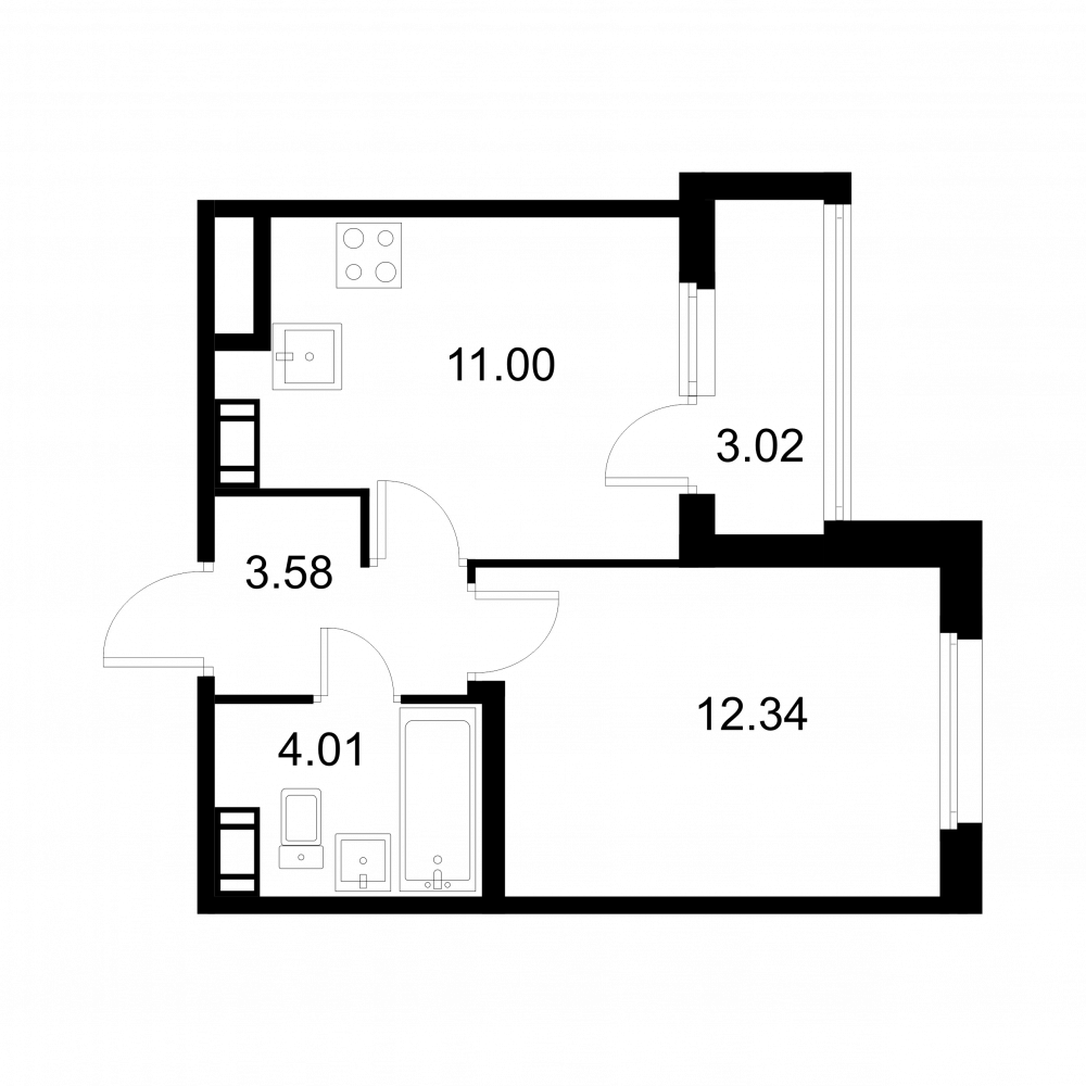 1 комн. квартира, 32.4 м², 3 этаж 