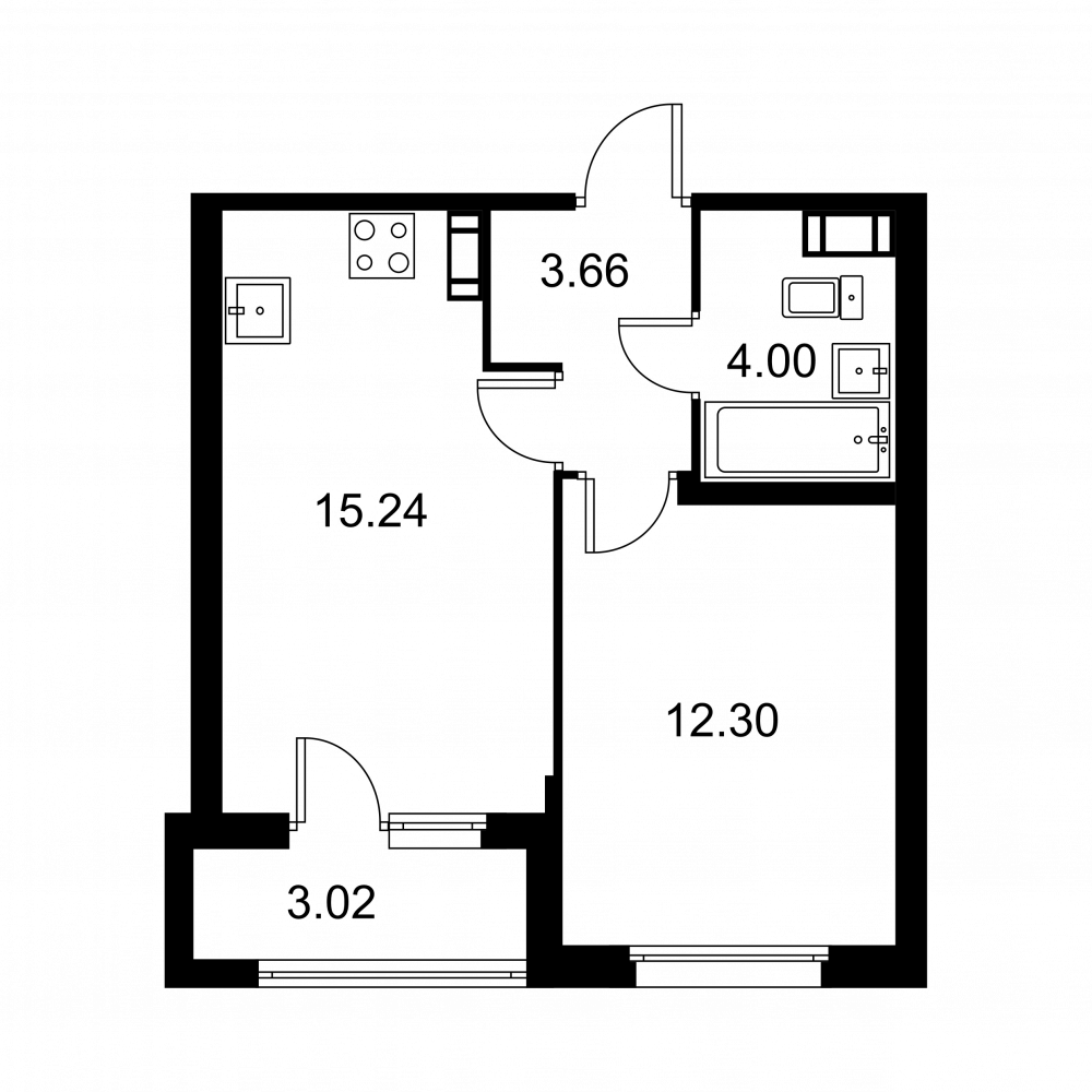 1 комн. квартира, 36.7 м², 9 этаж 