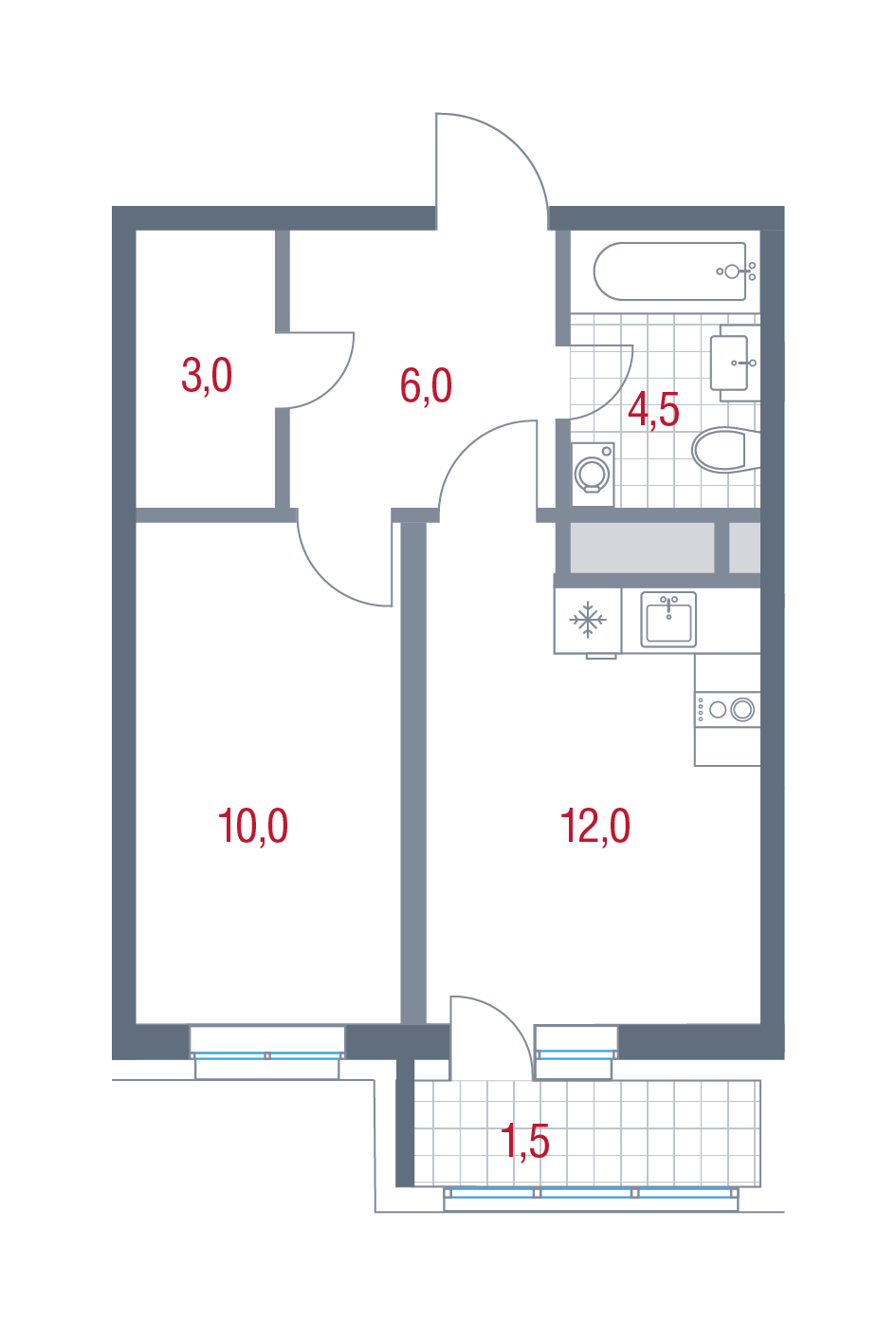 1 комн. квартира, 37 м², 15 этаж 
