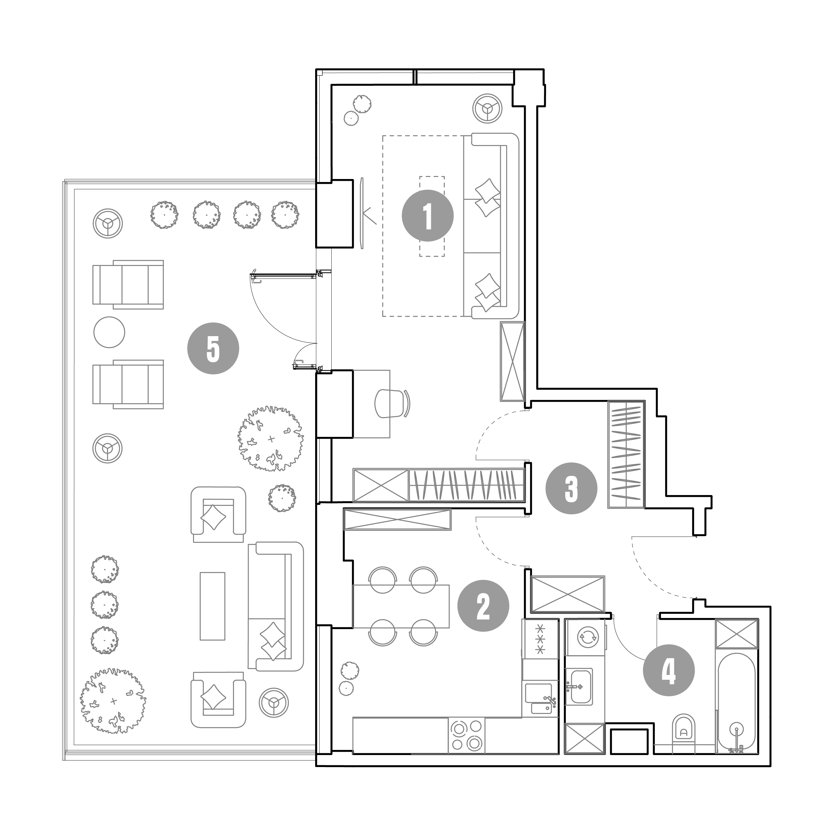 квартира со свободной планировкой, 83.8 м², 3 этаж 