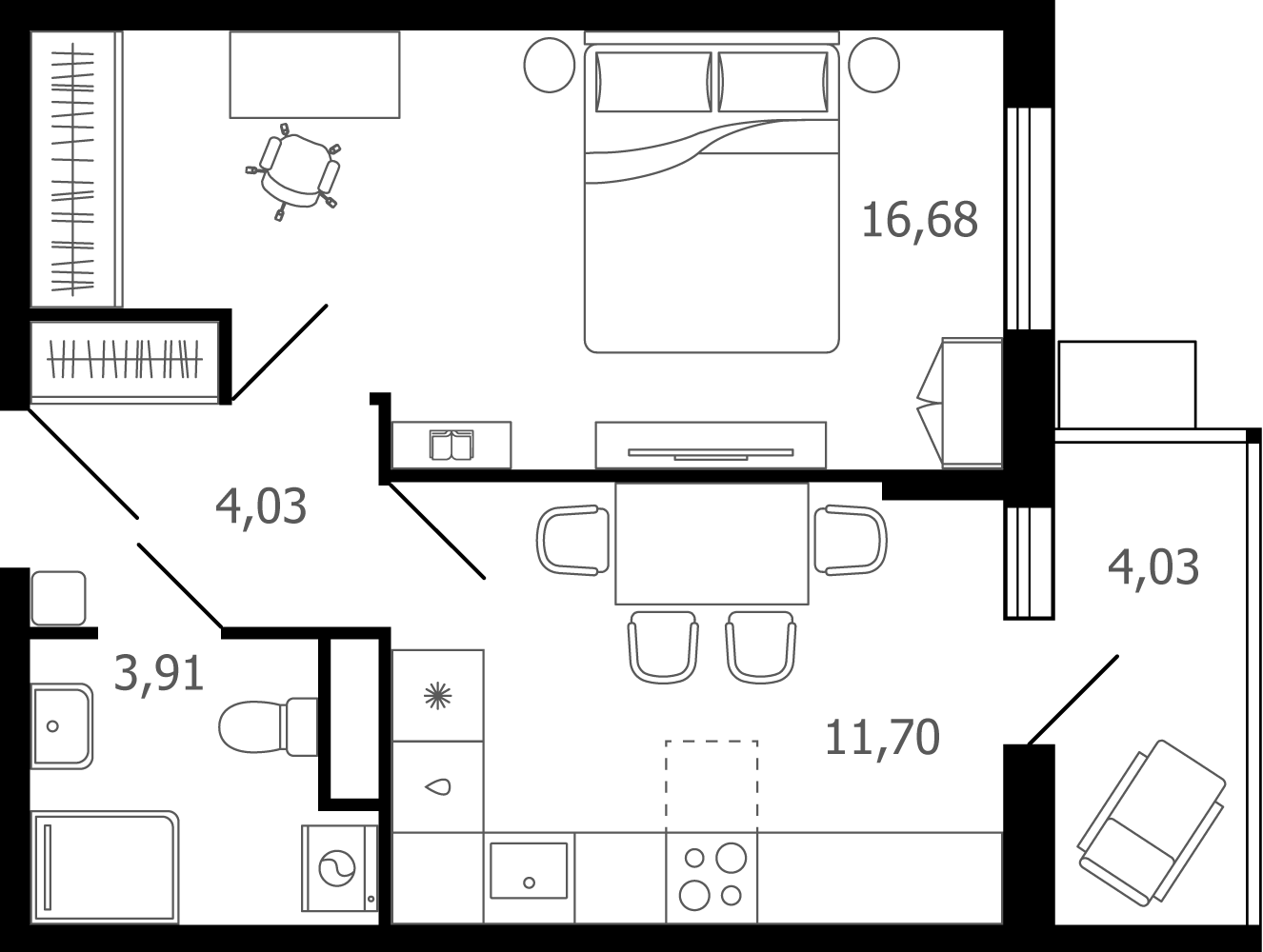 1 комн. квартира, 37.5 м², 6 этаж 