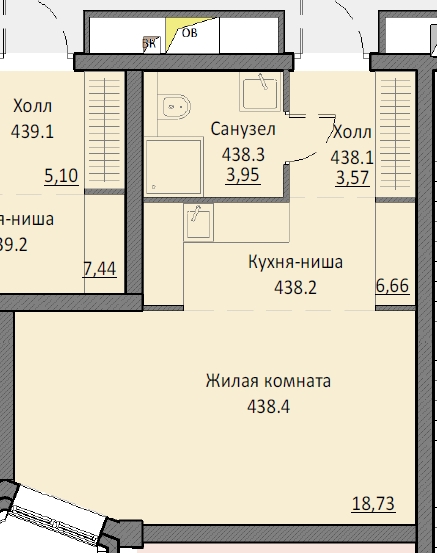 студия, 32.9 м², 2 этаж 