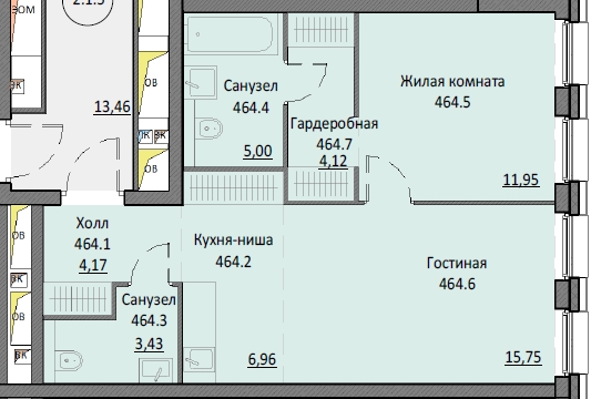 1 комн. квартира, 51.2 м², 5 этаж 