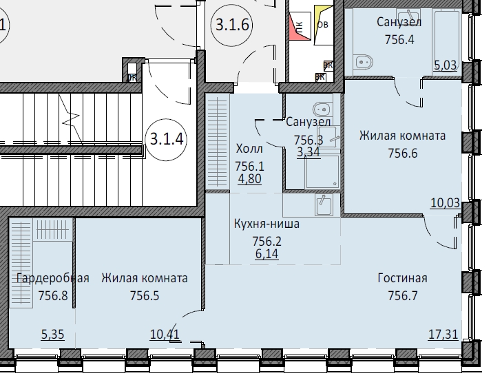 2 комн. квартира, 61.7 м², 11 этаж 