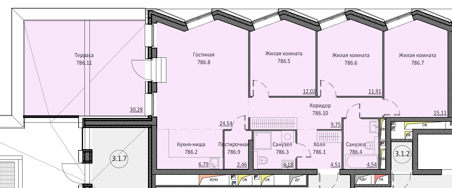 3 комн. квартира, 125.4 м², 14 этаж 