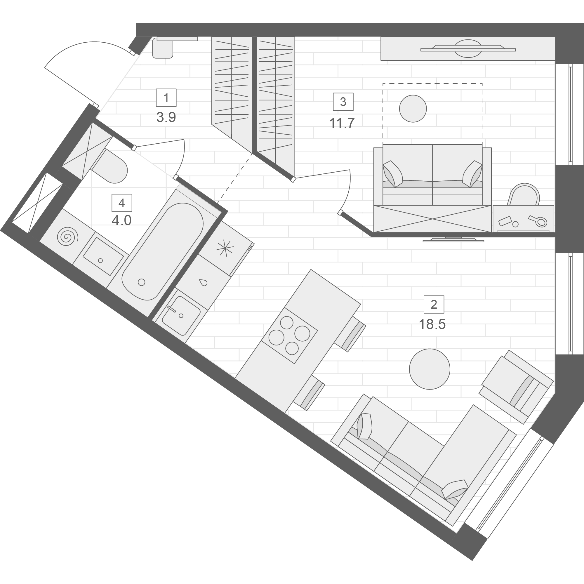 2 комн. квартира, 38.1 м², 10 этаж 