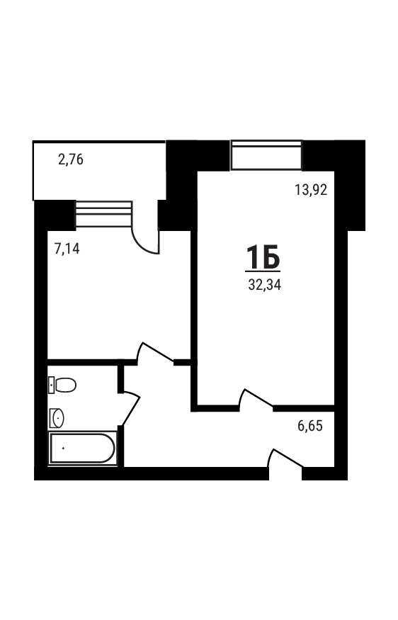 1 комн. квартира, 32.3 м², 3 этаж 