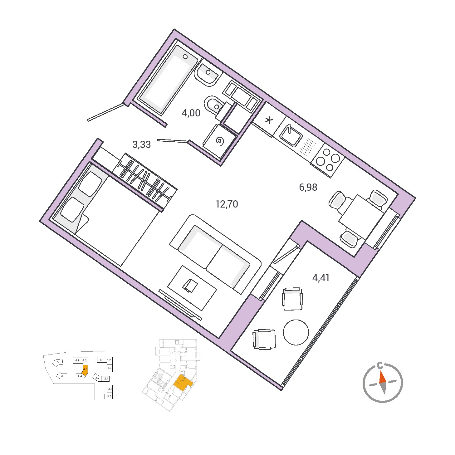 1 комн. квартира, 31.4 м², 7 этаж 