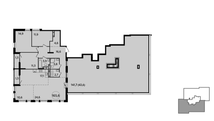 4 комн. квартира, 165.8 м², 23 этаж 