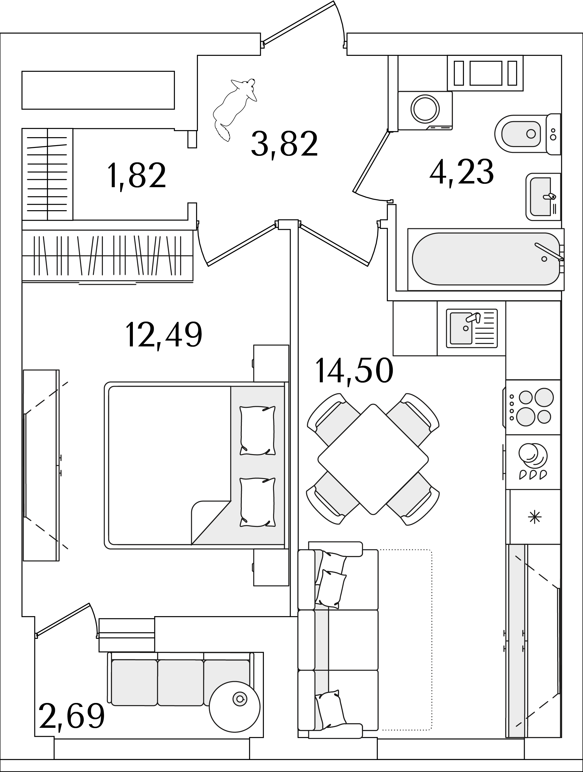 1 комн. квартира, 38.2 м², 10 этаж 