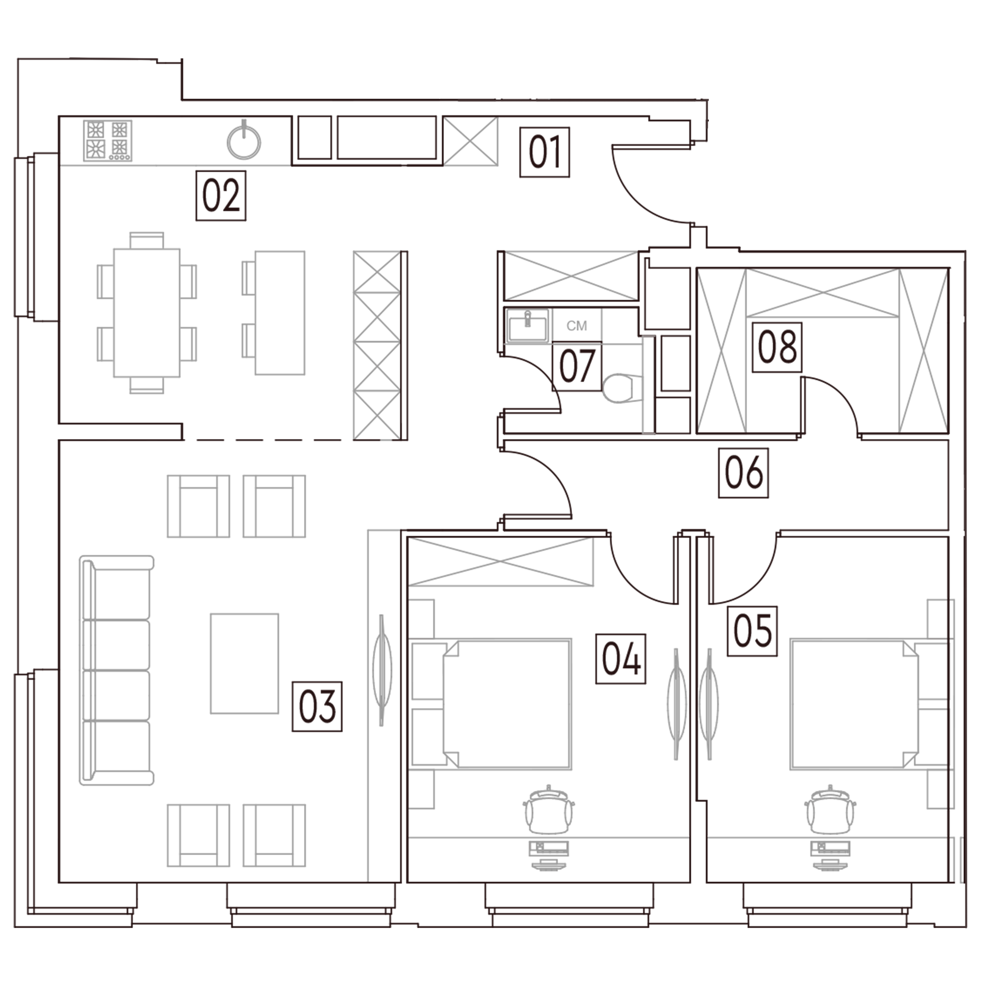 3 комн. квартира, 90.2 м², 5 этаж 