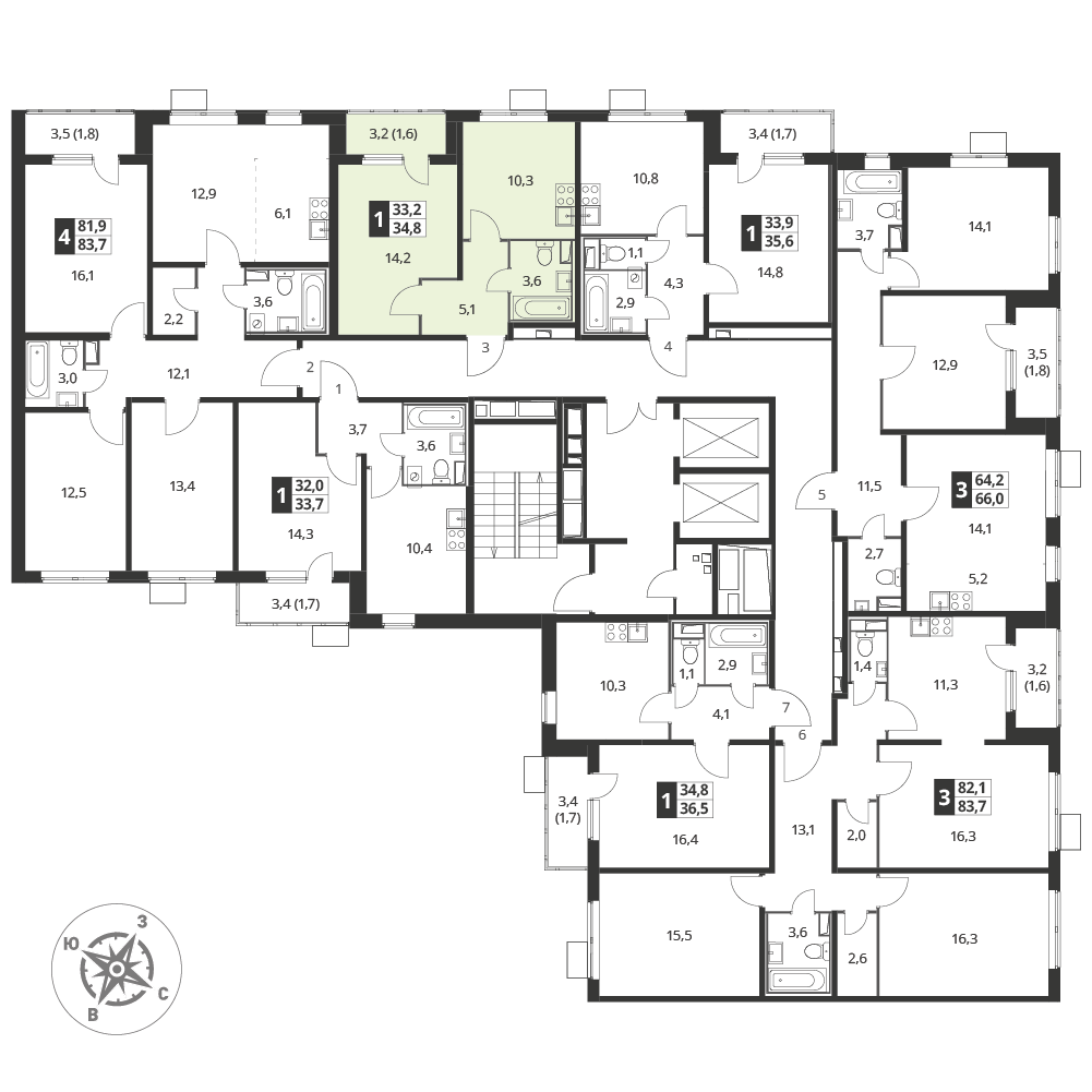 1 комн. квартира, 35.1 м², 24 этаж 