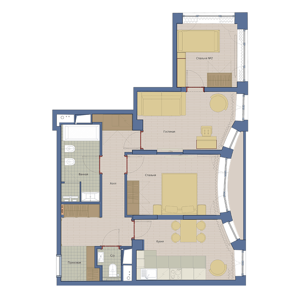 3 комн. квартира, 73.7 м², 11 этаж 