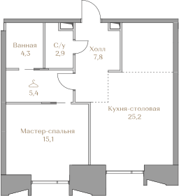1 комн. квартира, 60.7 м², 9 этаж  (из 18)