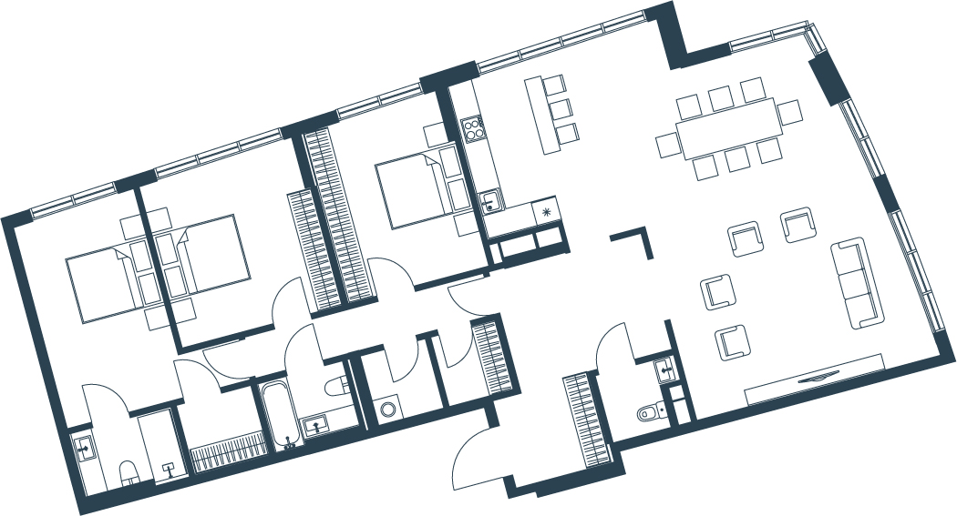 3 комн. квартира, 155 м², 20 этаж 