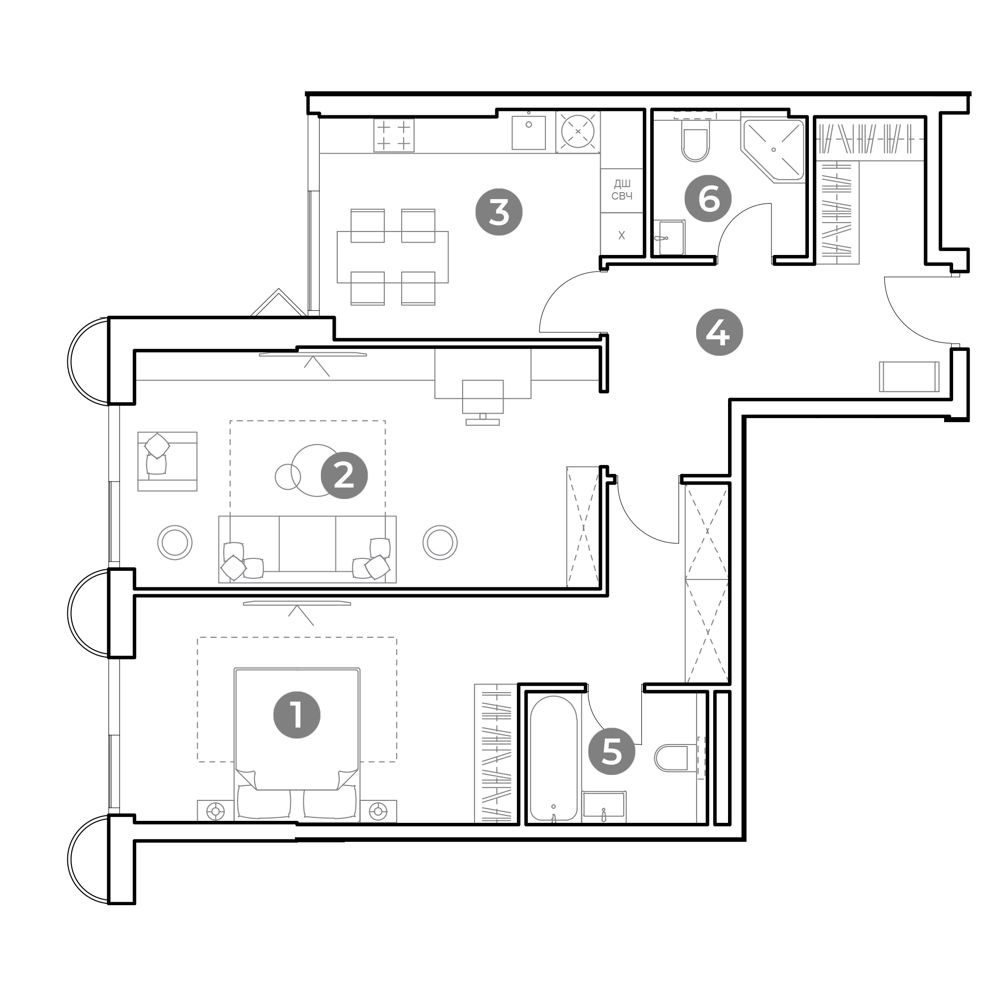 2 комн. квартира, 77.7 м², 21 этаж 
