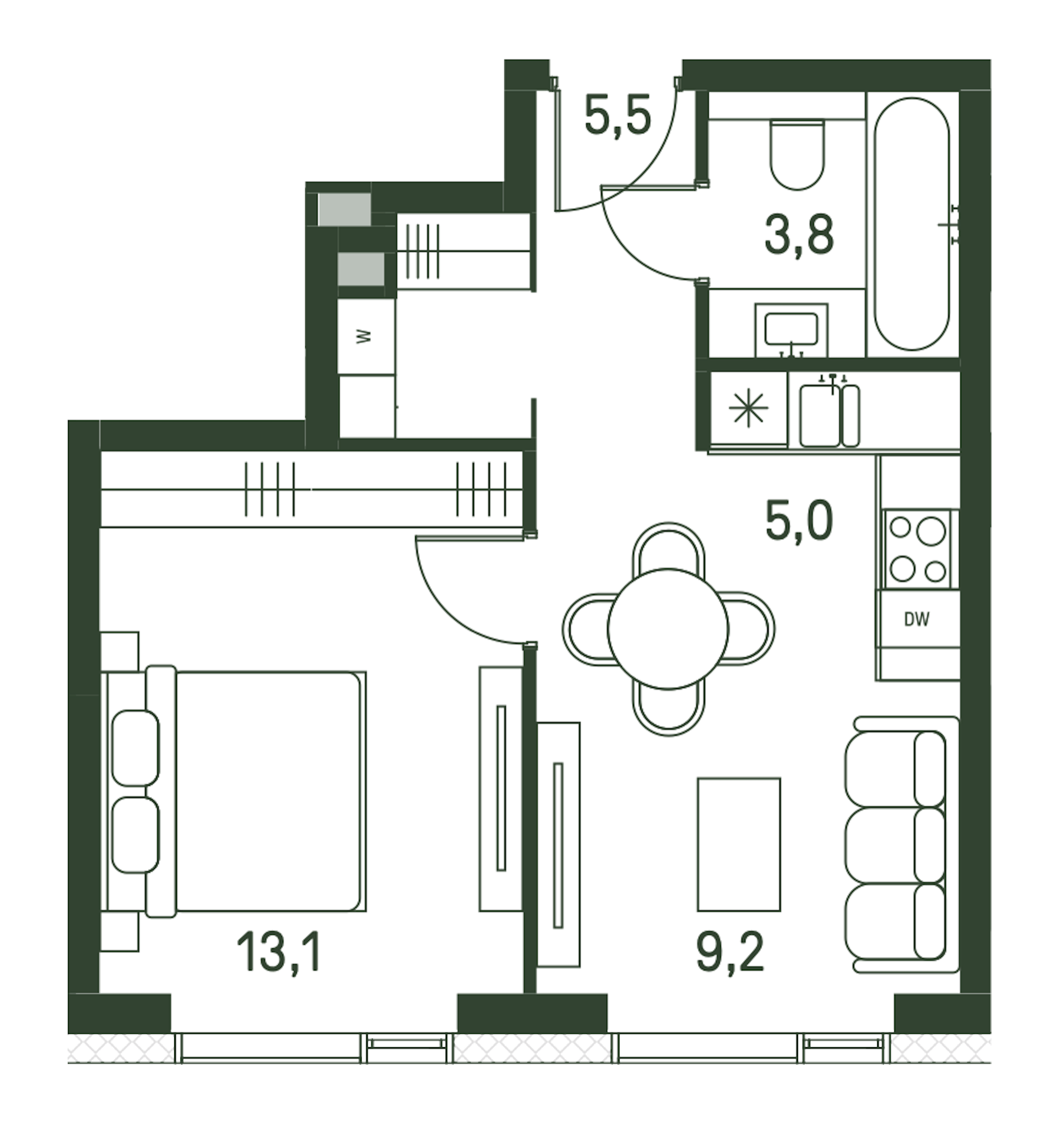 2 комн. квартира, 36.6 м², 11 этаж 