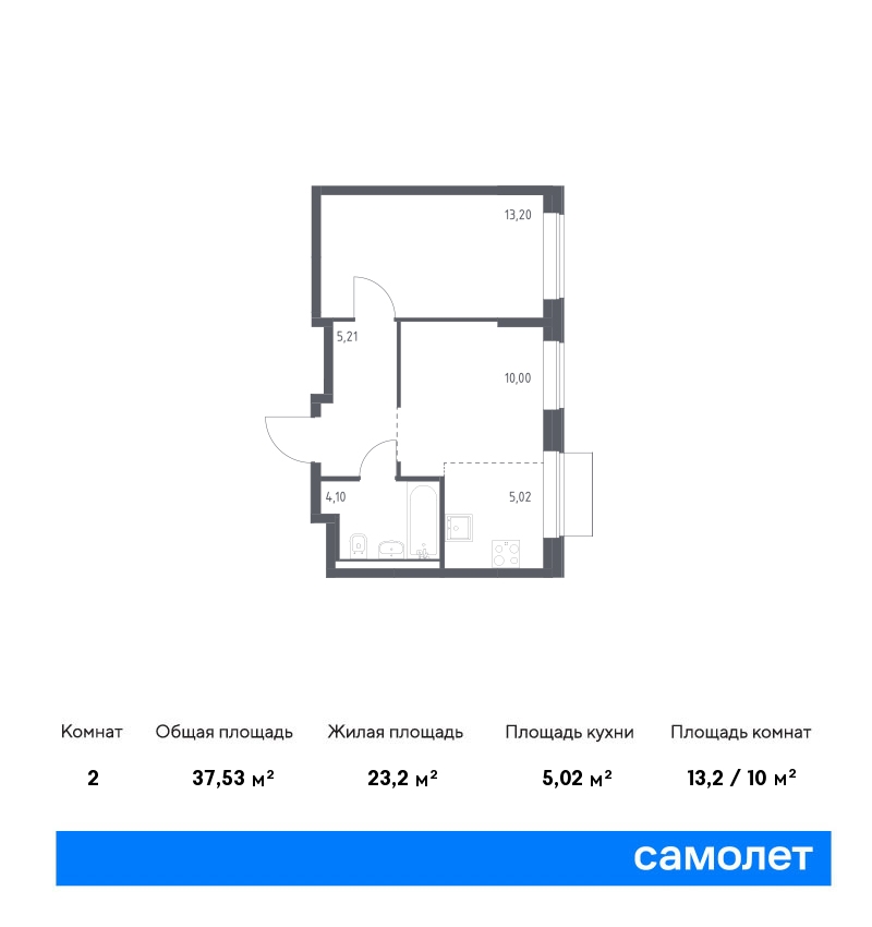 1 комн. квартира, 37.5 м², 11 этаж  (из 19)