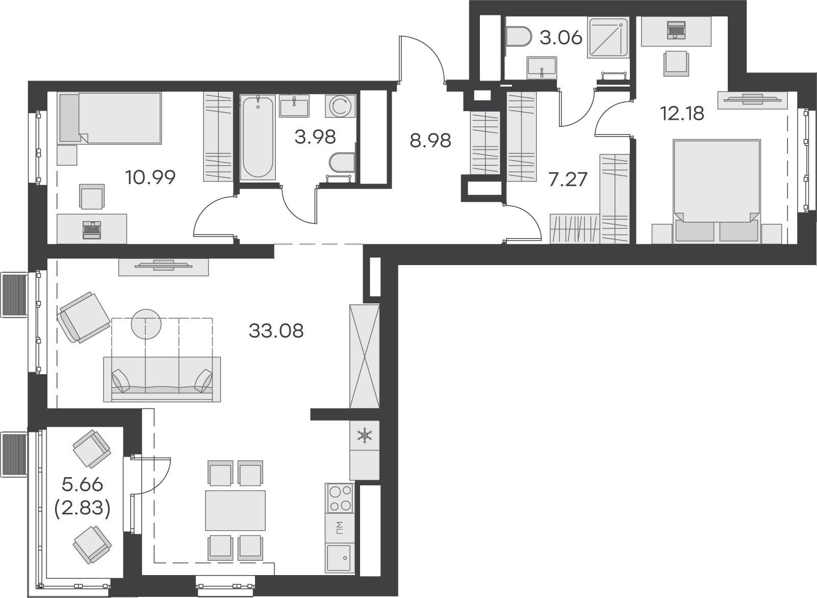 1 комн. квартира, 82.4 м², 2 этаж 