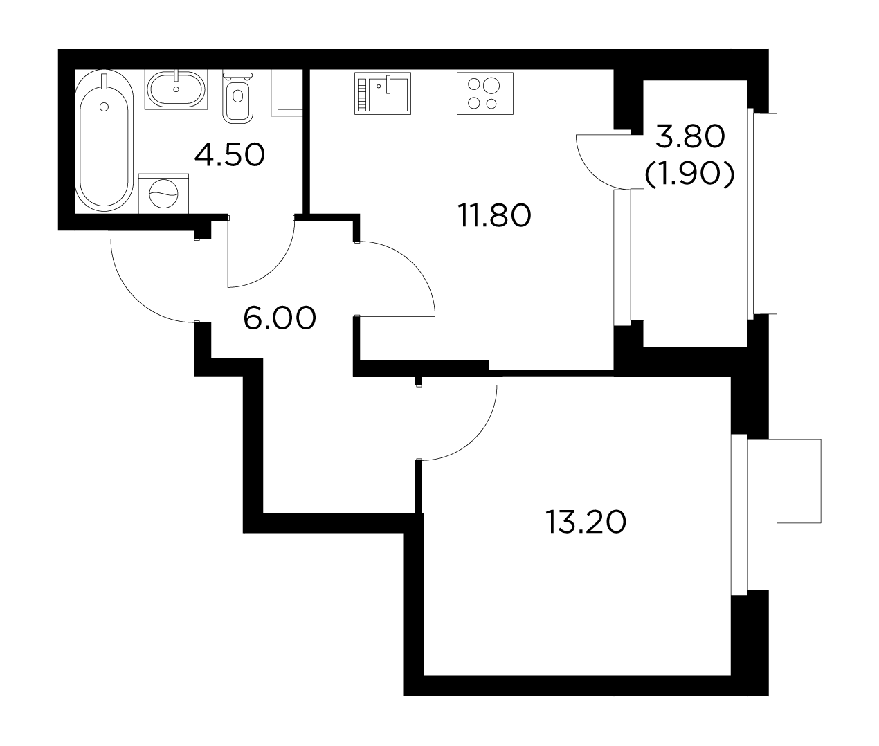 1 комн. квартира, 37.4 м², 14 этаж 