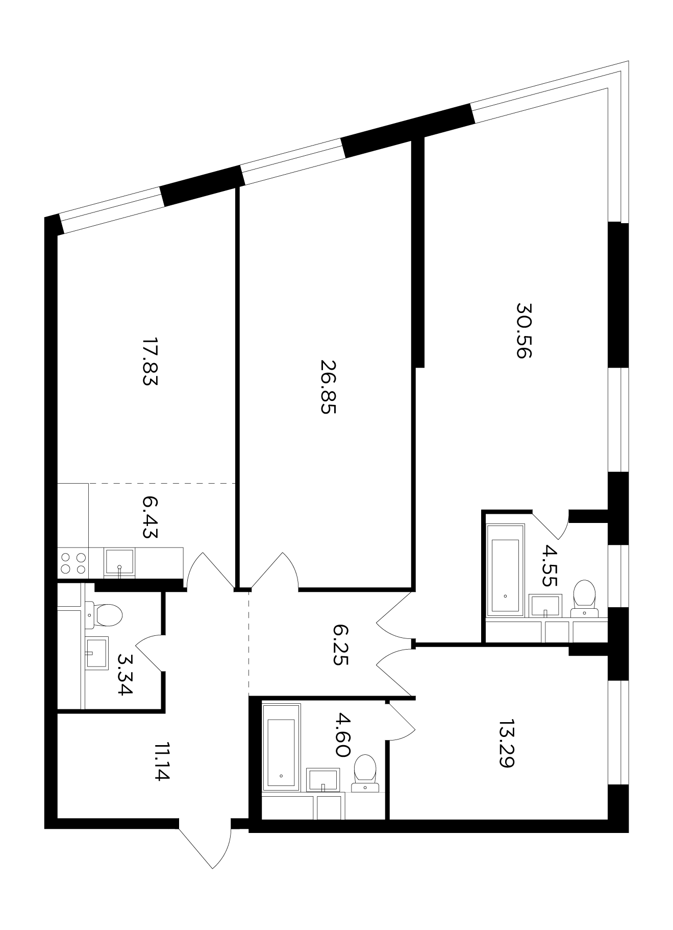 4 комн. квартира, 125 м², 22 этаж 