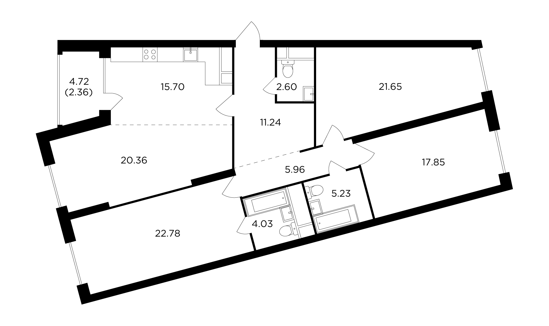 4 комн. квартира, 128.2 м², 29 этаж 