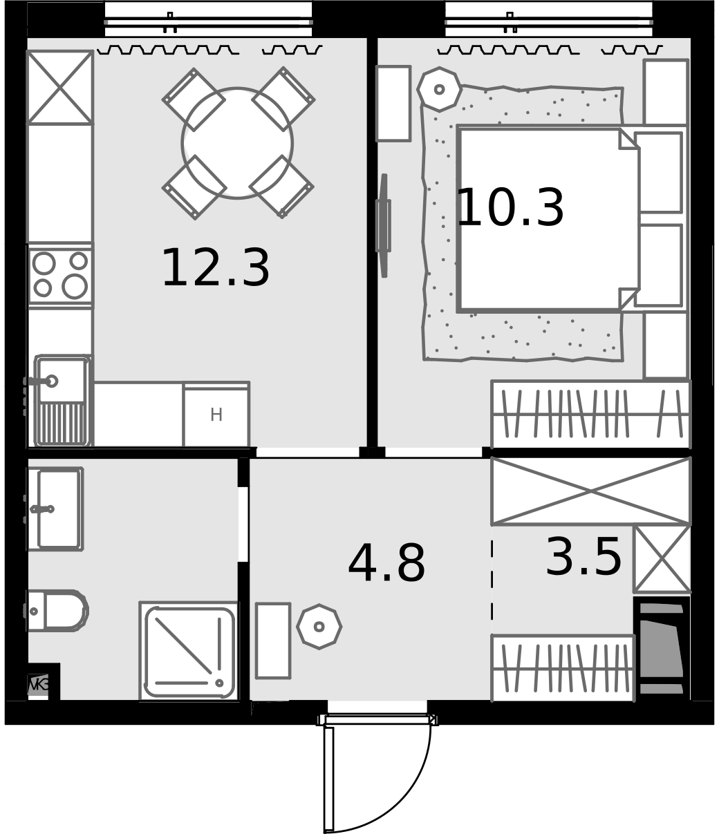 1 комн. квартира, 34.1 м², 13 этаж  (из 28)
