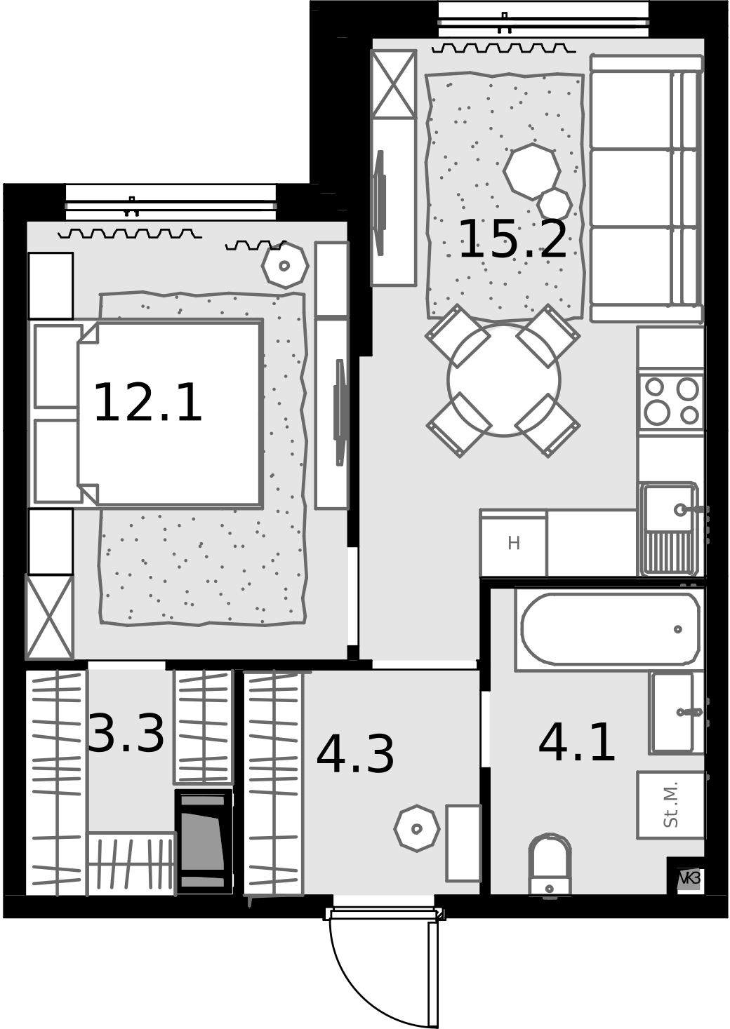 1 комн. квартира, 39.1 м², 25 этаж  (из 28)