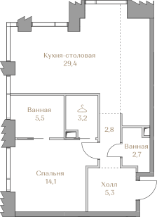 1 комн. квартира, 63 м², 7 этаж  (из 18)