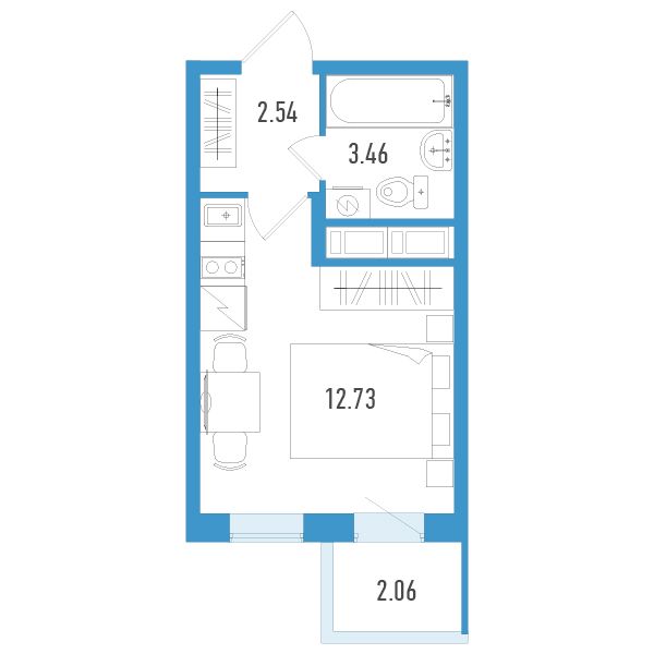 студия, 19.4 м², 7 этаж 