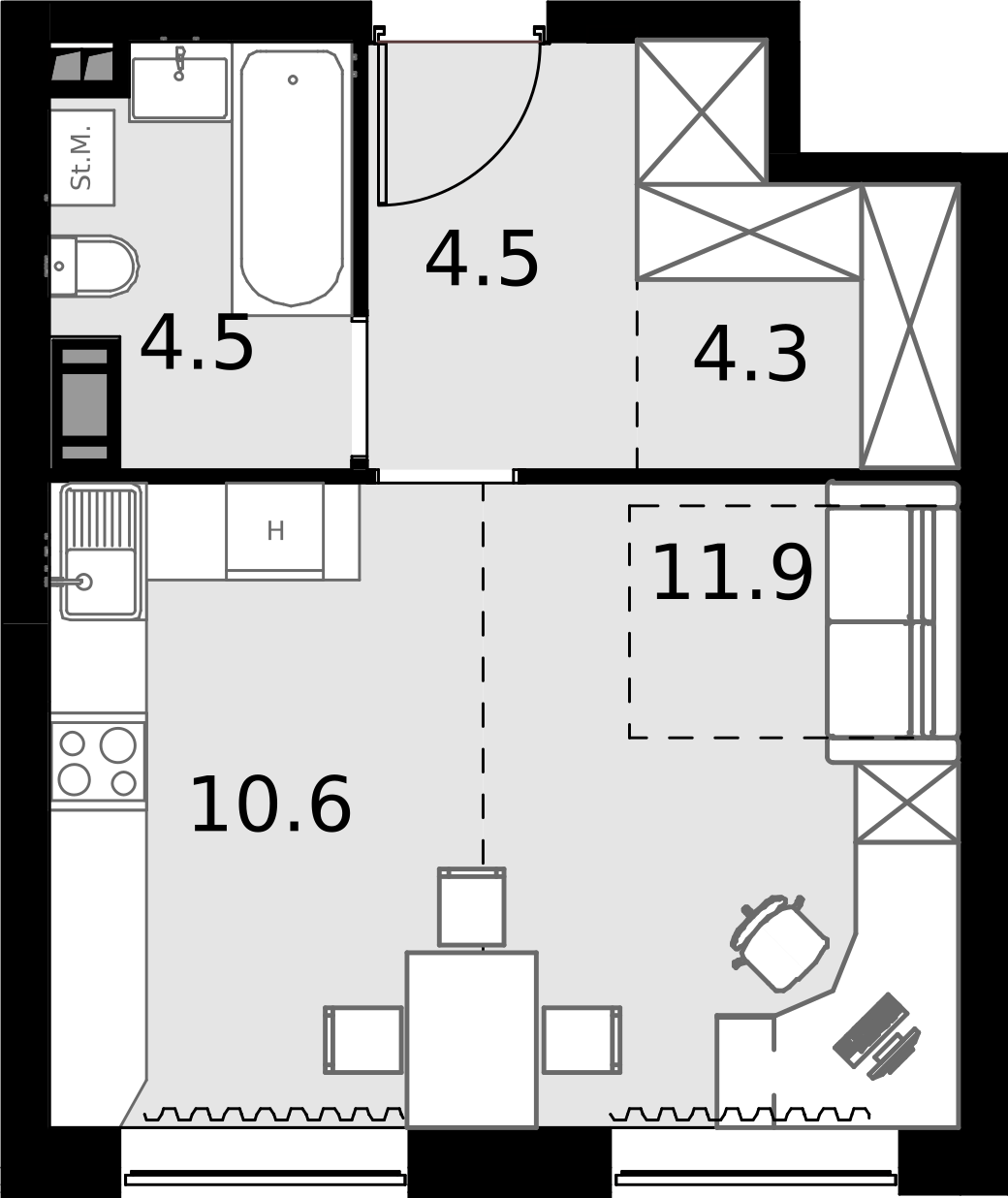 1 комн. квартира, 35.8 м², 7 этаж  (из 28)