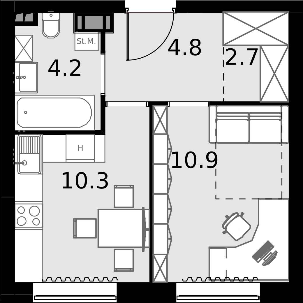 1 комн. квартира, 32.9 м², 5 этаж  (из 28)