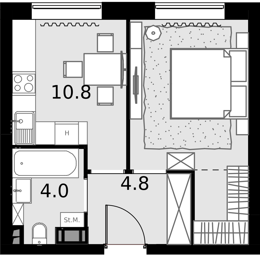 1 комн. квартира, 33.9 м², 4 этаж  (из 28)