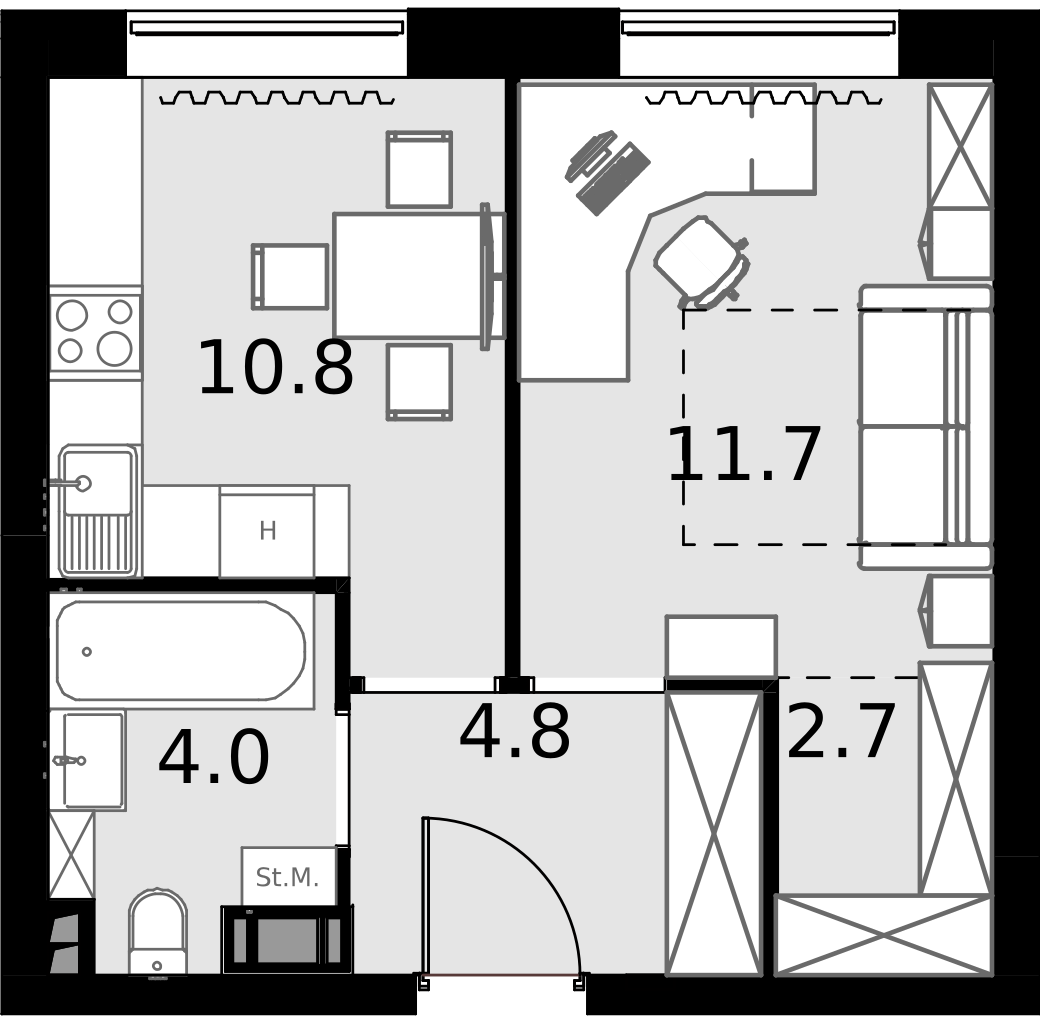 1 комн. квартира, 34 м², 6 этаж  (из 28)