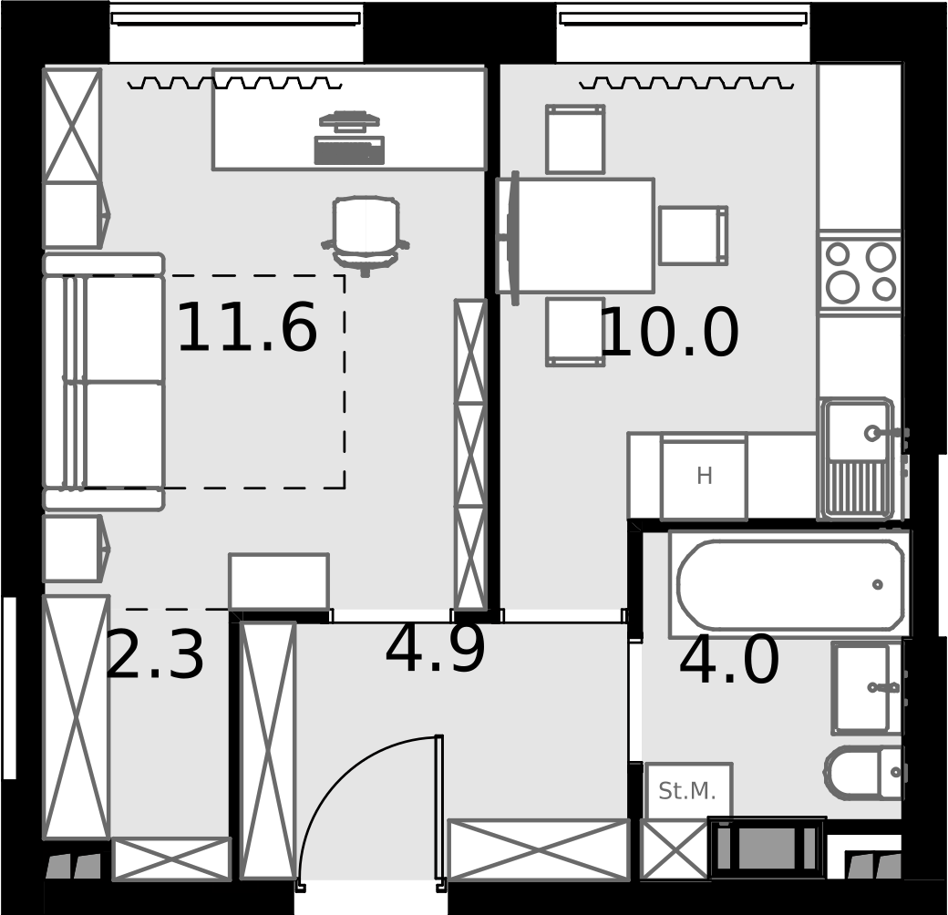 1 комн. квартира, 32.8 м², 7 этаж  (из 28)