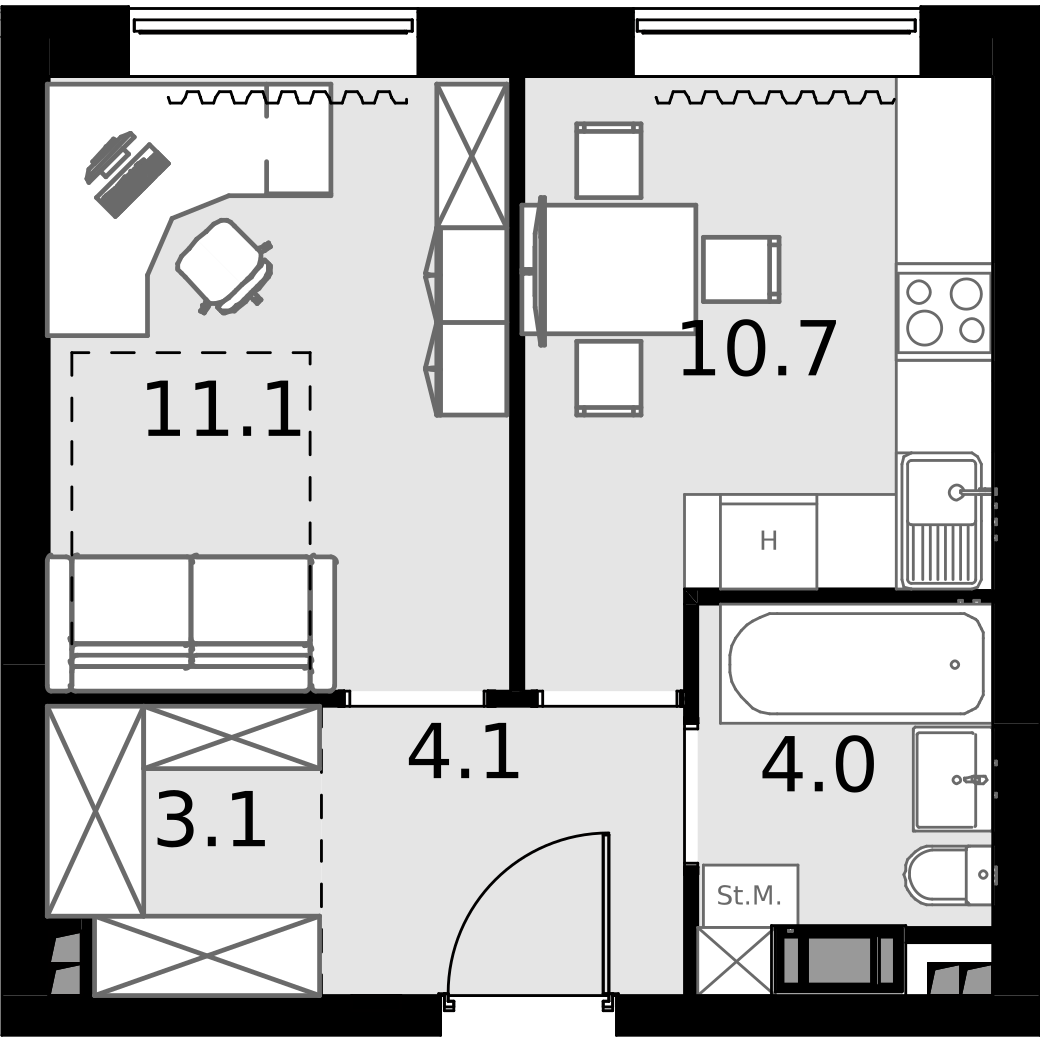 1 комн. квартира, 33 м², 5 этаж  (из 28)