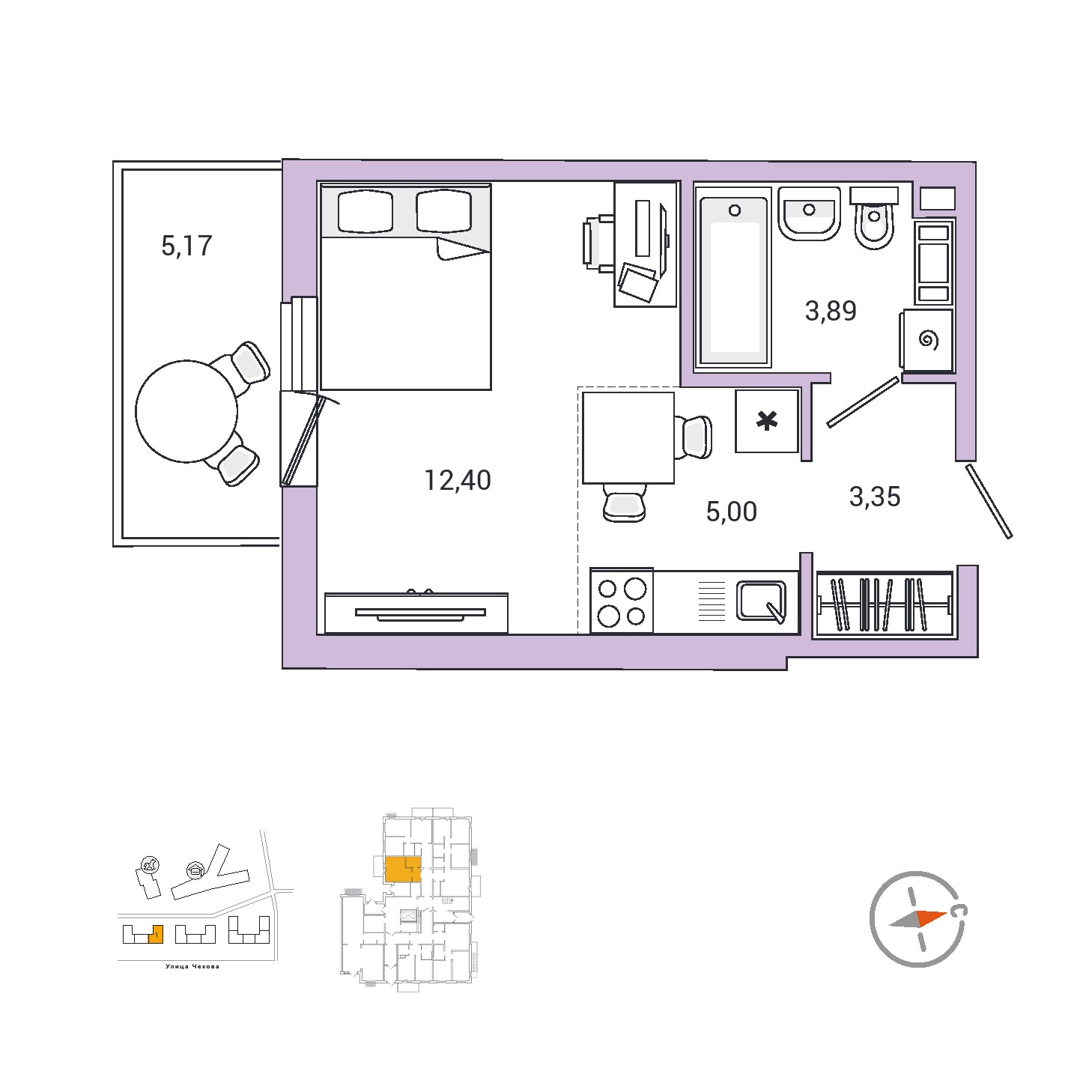 1 комн. квартира, 26.3 м², 1 этаж 