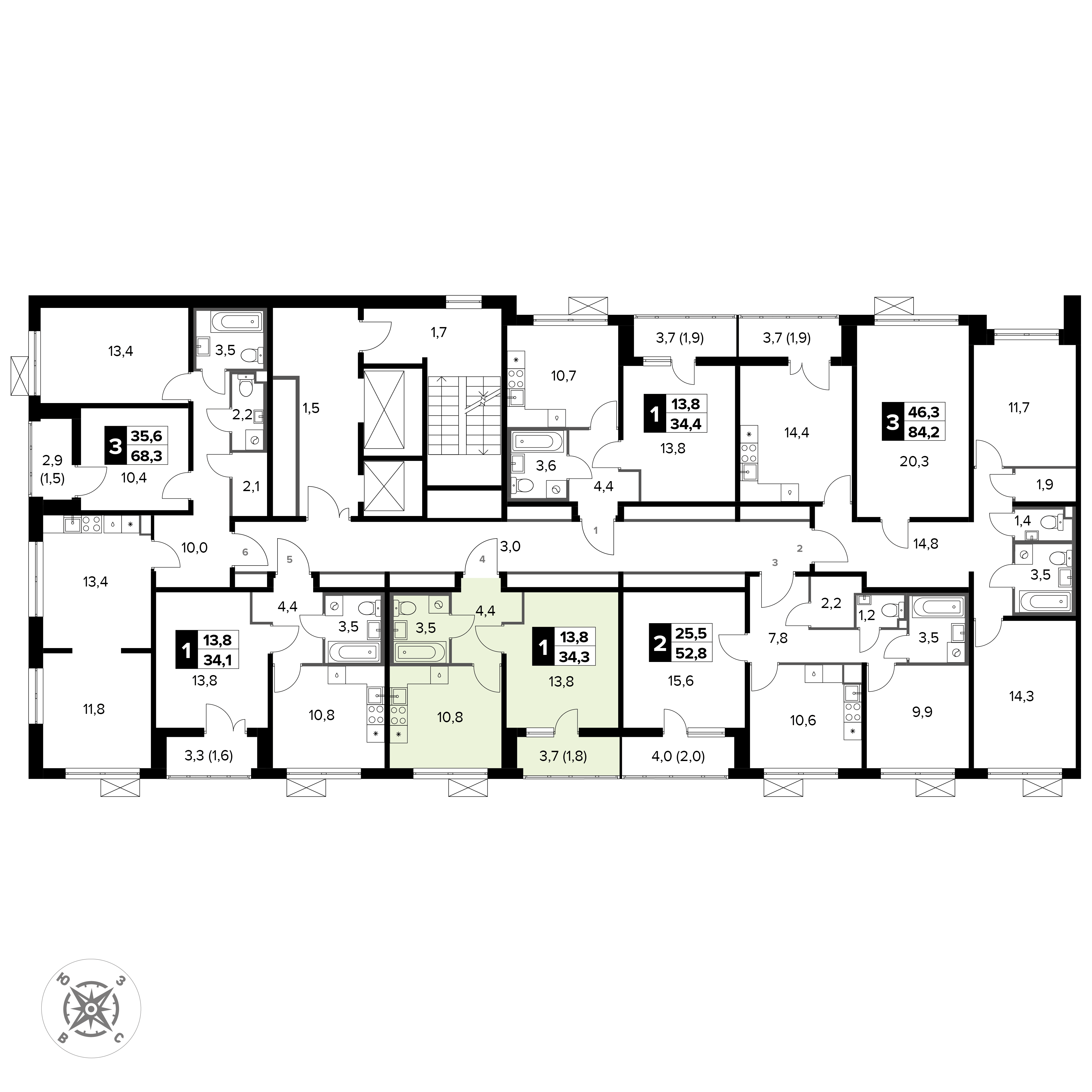 1 комн. квартира, 34.3 м², 14 этаж 