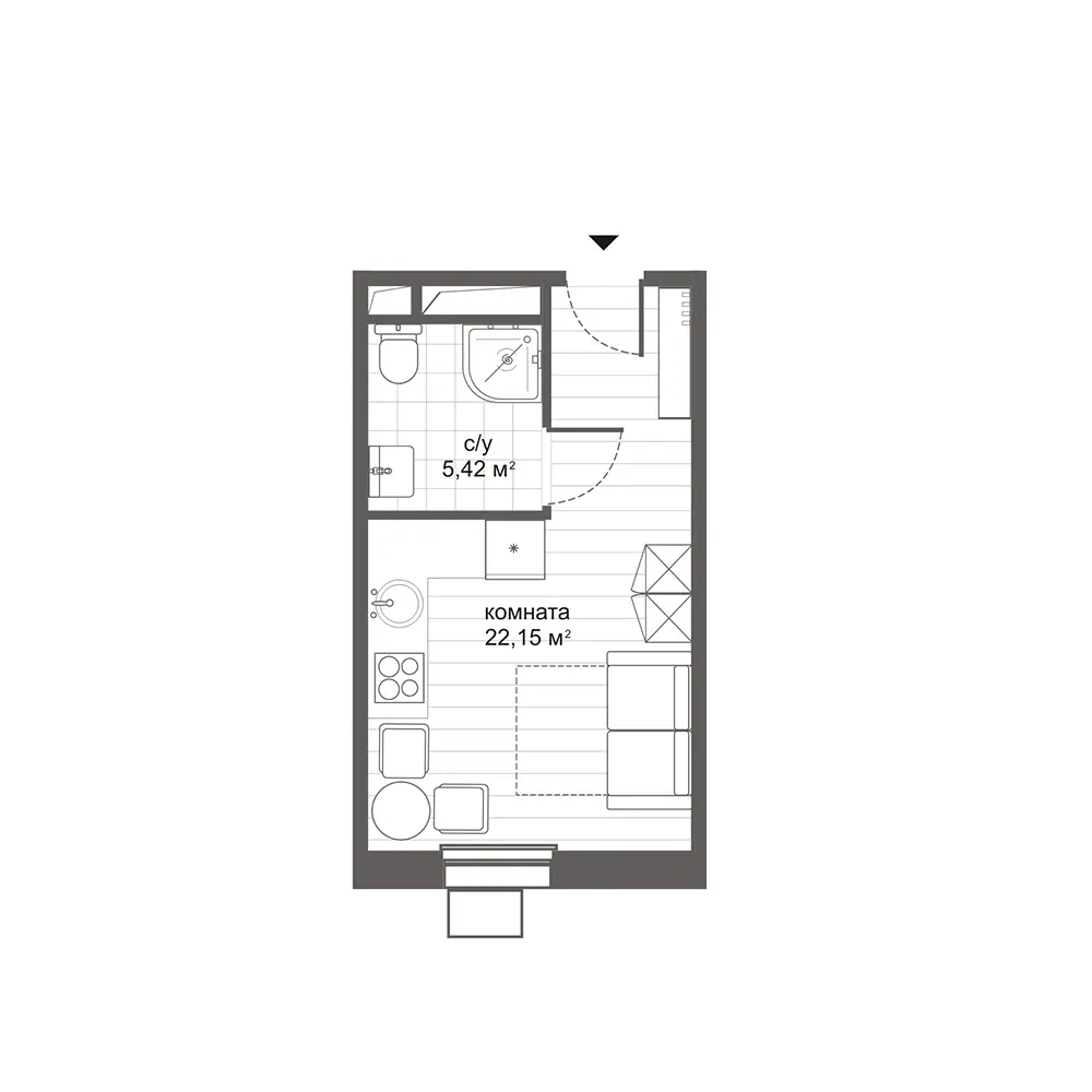 студия, 27.8 м², 3 этаж 