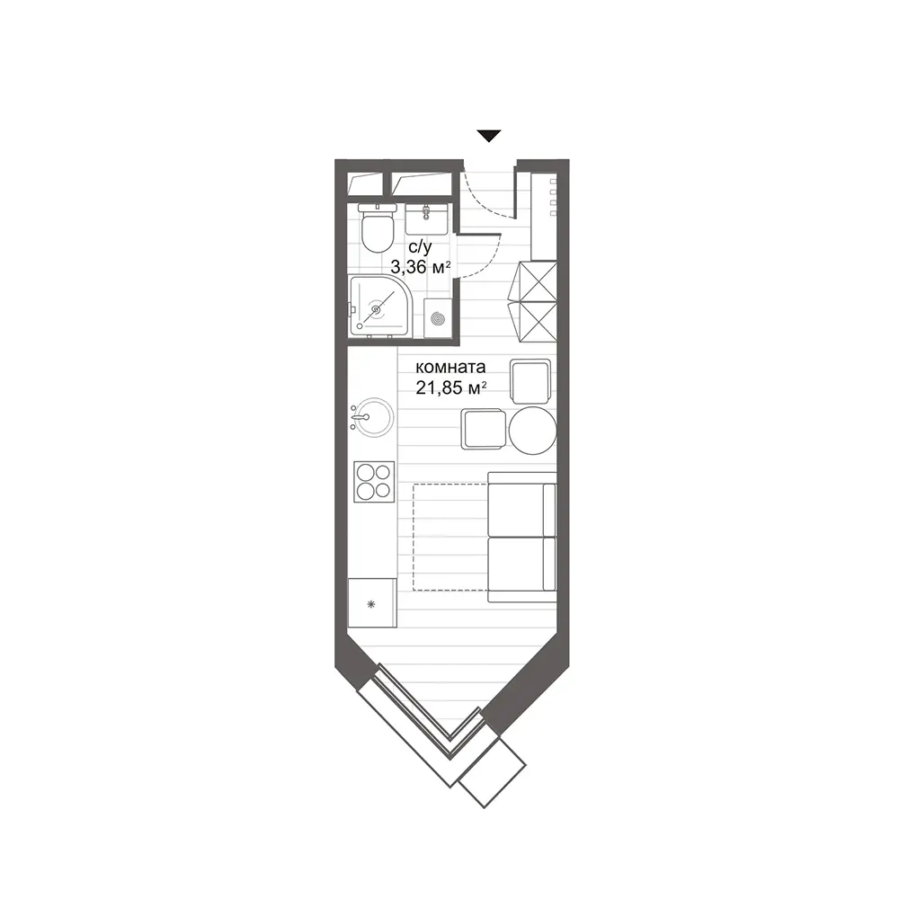 студия, 25.2 м², 3 этаж 