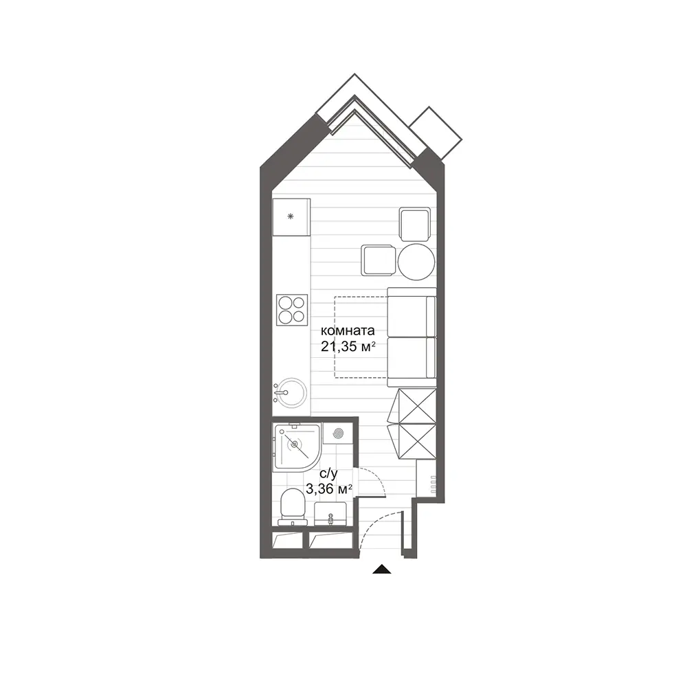 студия, 24.7 м², 8 этаж 