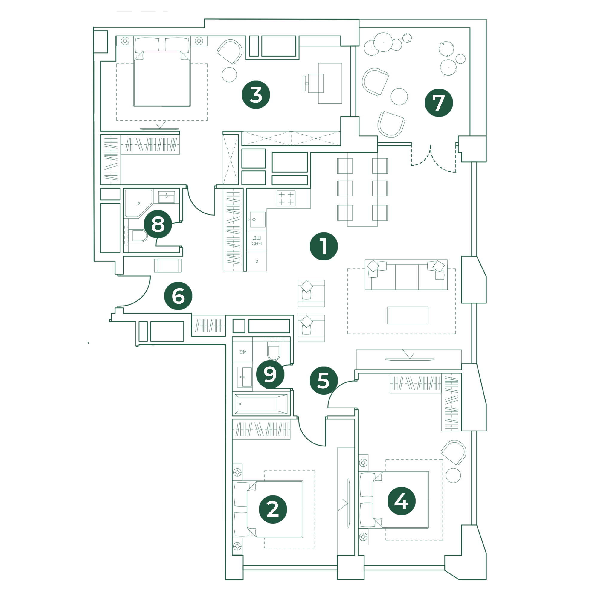 4 комн. квартира, 123.2 м², 29 этаж 