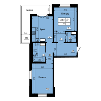 2 комн. квартира, 73.1 м², 9 этаж 