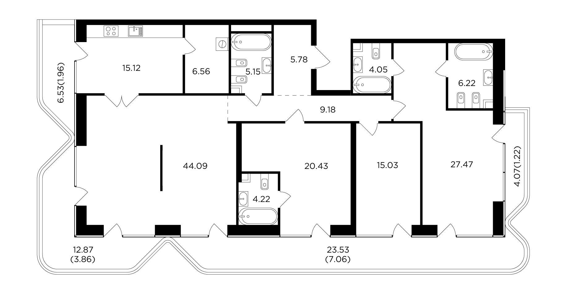 4 комн. квартира, 177.4 м², 18 этаж 