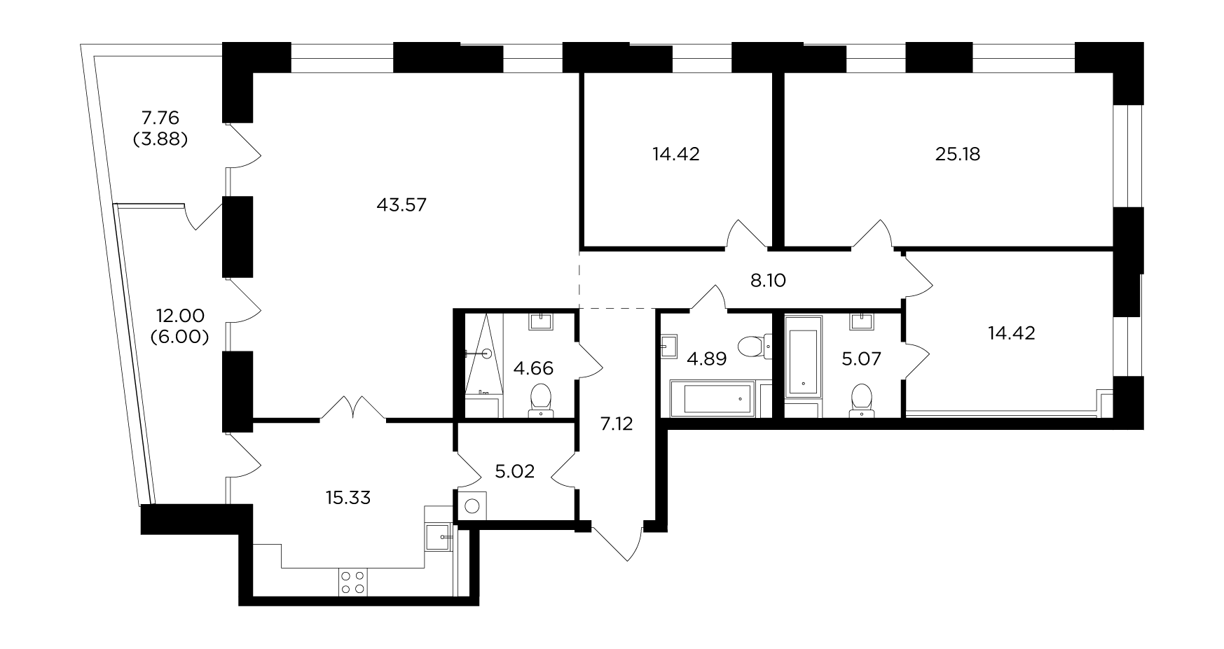 4 комн. квартира, 157.7 м², 18 этаж 