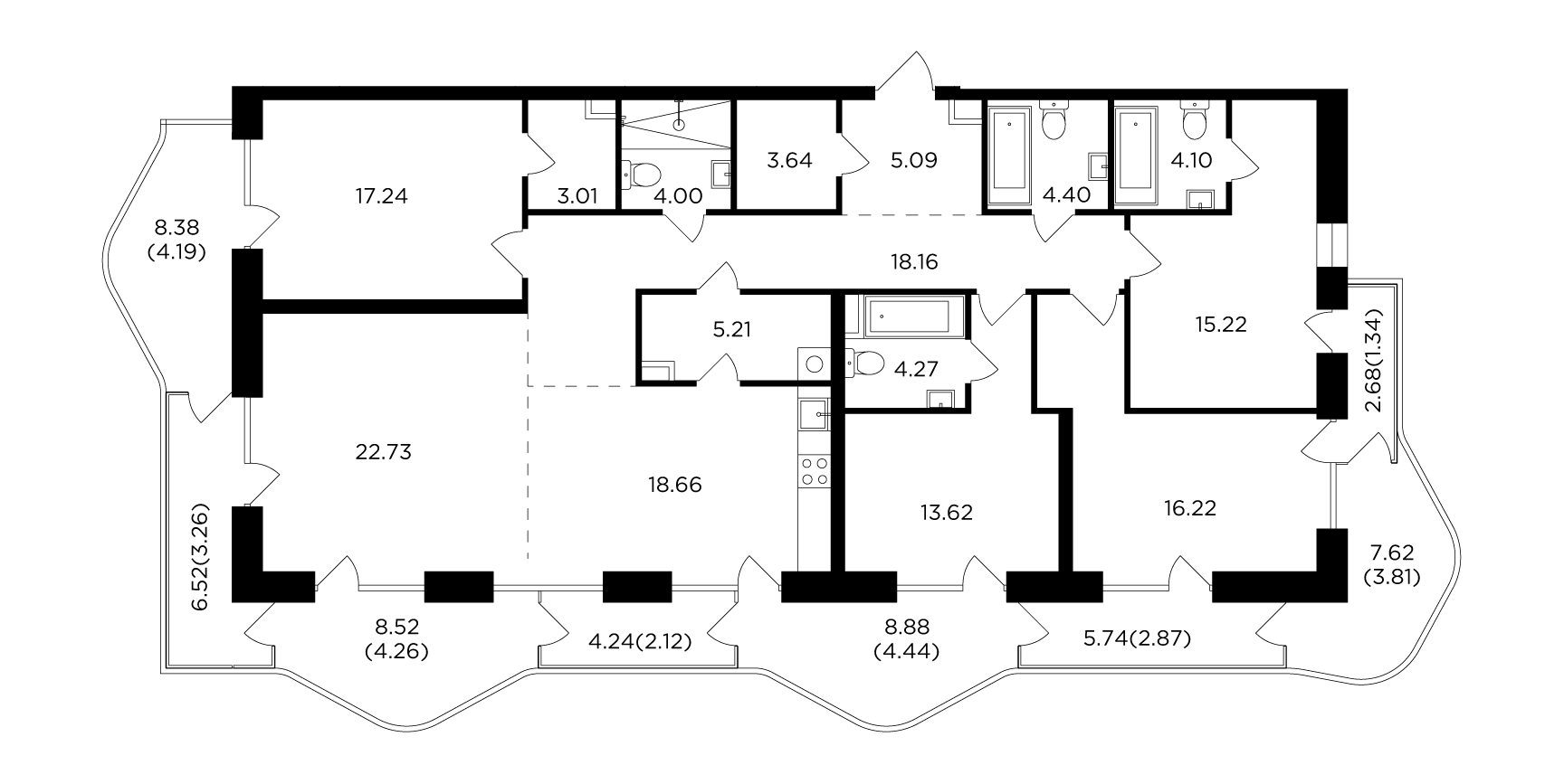 5 комн. квартира, 181.9 м², 5 этаж 